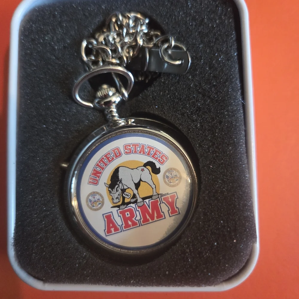 United States Army Silver Keychain And Pocket Watch By Westminster